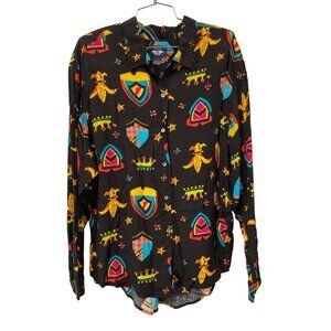 Vintage 90s Dockers Fleur de Lis Jester Button Shirt Size Large Deadstock NEW